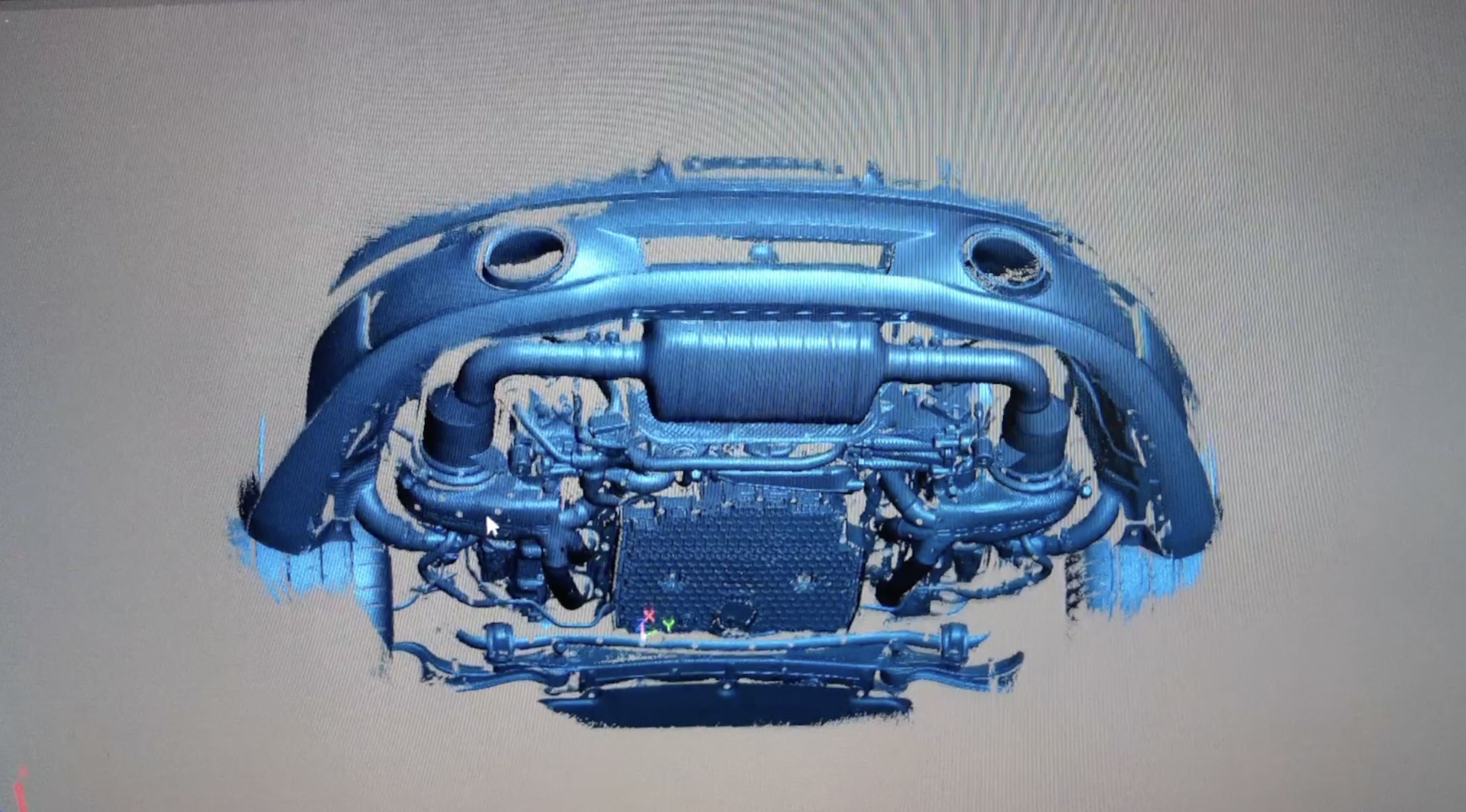 A 3D model of the undercarriage of a Porsche